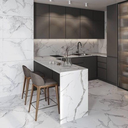 Керамогранит Staro Slim Arts Roma Blanco Pol 5mm 60x120 - изображение 11