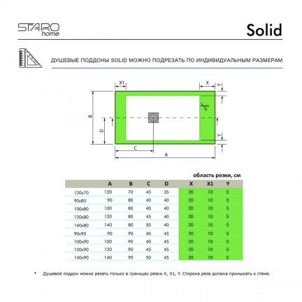 Душевой Поддон Из Литьевого Мрамора Starohome Solid 1400x900x25 Black Matt - изображение 3