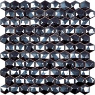 Мозаика Vidrepur Hex Diamond 358D Черный (сетка)