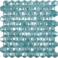 Мозаика Vidrepur Hex Diamond 370D Бирюзовый (сетка)