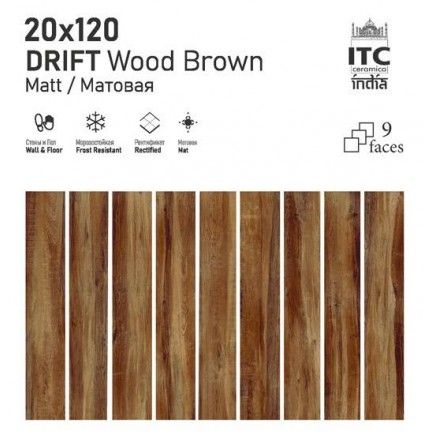 Керамогранит ITC Drift Wood Brown Matt 20x120 - изображение 2