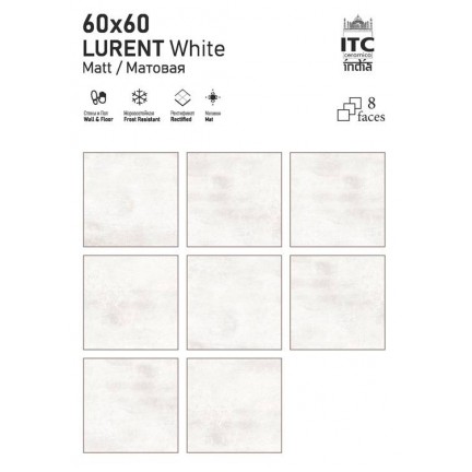 Керамогранит ITC Lurent White Satin Matt 60x60 - изображение 2